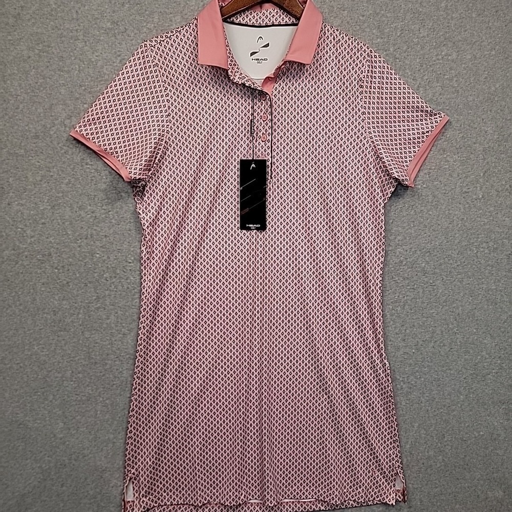 NEW HEAD Golf Ladies Celine Polo Dress Pink Blue Geo UV Protection Size Large